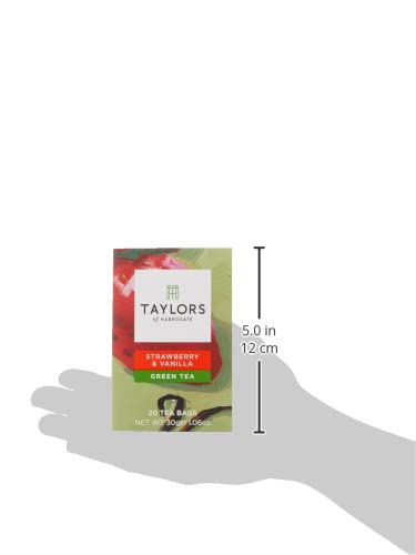 Taylors of Harrogate Strawberry & Vanilla, Green Tea, Individually Wrapped Bags, Smooth, Juicy and Sweet, Caffeinated, Enjoy Hot or Iced, 20 Count (Pack of 2)