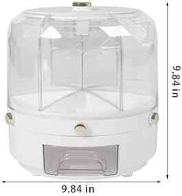 Grain and Rice Dispenser with 6 Compartments, Rotating Grain Storage Bin 6 Grids Rice Container, Kitchen Dry Food Storage Container or Pet Food Sealed Organizer