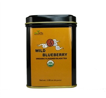 Organic Wild Blueberry Tea, Deliciously invigorating black tea with sweet blueberry flavour 4 oz in Tea Tin