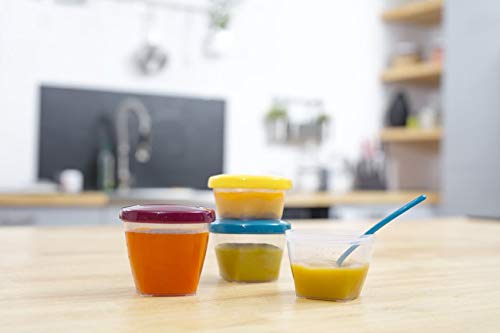 Babymoov Baby Food Jars Set of 24 (6 x 4oz + 6 x 6oz + 12 x 8.45oz) Storage Containers BPA-Free Leakproof Silicone Lids Microwave, Freezer & Dishwasher Safe Baby Registry Essential