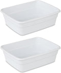 (2 Pack) Plastic Wash Tub Dishpan Basin and Foot Bath for Soaking Feet, Laundry Hand Wash Bucket, Dish Pans for Washing and Storage Cleaning Supplies - 8 Quarts - Heavy Duty - Made in USA (White)