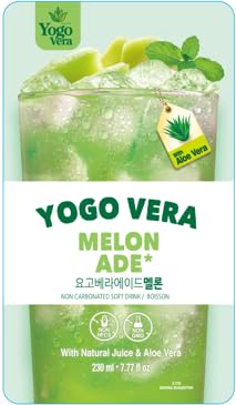 Yogo Vera Melon Ade Korean Drink Pouches – Authentic Korean Convenience Store Beverage with Sweet Melon Flavor, Refreshing Juice Pouch (10 Pack)