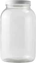 FastRack - 1 Gallon Jar with White METAL Airtight Lid | Glass Canisters with Airtight Lids | Large Glass Jar with Fermentation Lid for brewing, fermentation and pickling