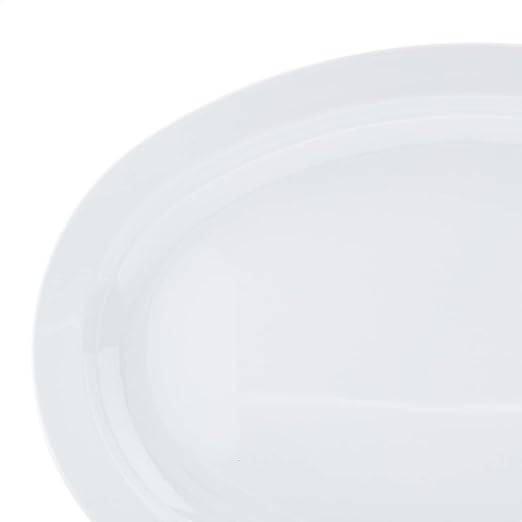 Amazon Basics Melamine Oval Platter Serving Tray, Dishwasher Safe, Narrow Rim, 13 in x 9.75 in, White, 6-Piece Set