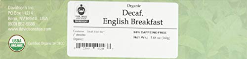 Davidson's Organics, Decaffeinated English Breakfast, 100-count Unwrapped Tea Bags