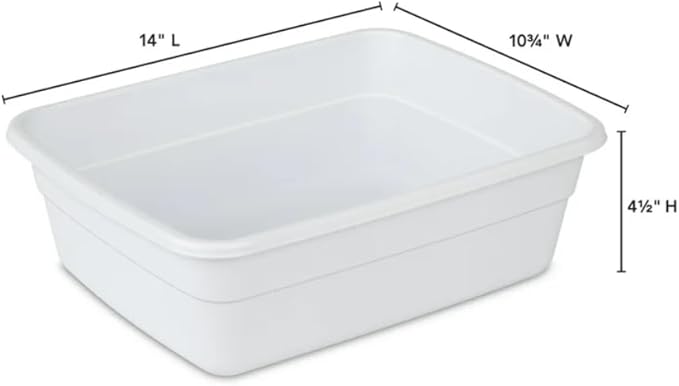 (2 Pack) Plastic Wash Tub Dishpan Basin and Foot Bath for Soaking Feet, Laundry Hand Wash Bucket, Dish Pans for Washing and Storage Cleaning Supplies - 8 Quarts - Heavy Duty - Made in USA (White)