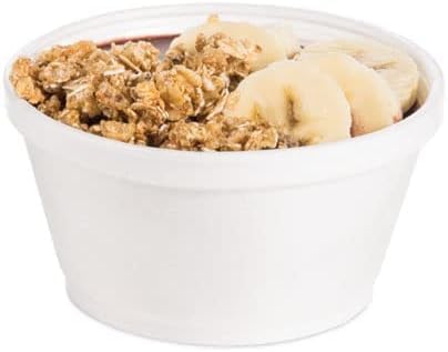 Case of 50 White 8 oz Squat Foam Food Containers – Insulated Disposable Side-Dish & Soup Cups for Restaurants, Catering, Meal Prep