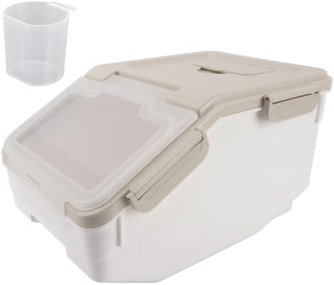 aqxreight Rice Storage Container with Measuring Cup Airtight Thickened PP Plastic Rice Bin for Kitchen Multifunctional Food Storage Container for Rice Flour Grains and Dry Goods