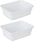 Plastic Wash Tub Dishpan Basin and Foot Bath for Soaking Feet, Laundry Hand Wash Bucket, Dish Pans for Washing and Storage Cleaning Supplies - 8 Qt - Heavy Duty - 2pack (White)