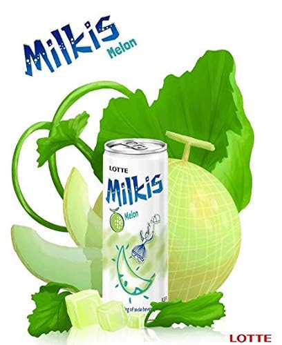 Lotte Milkis Soda Beverage, Melon and milk 8.45 Fl Oz (Pack of 6)