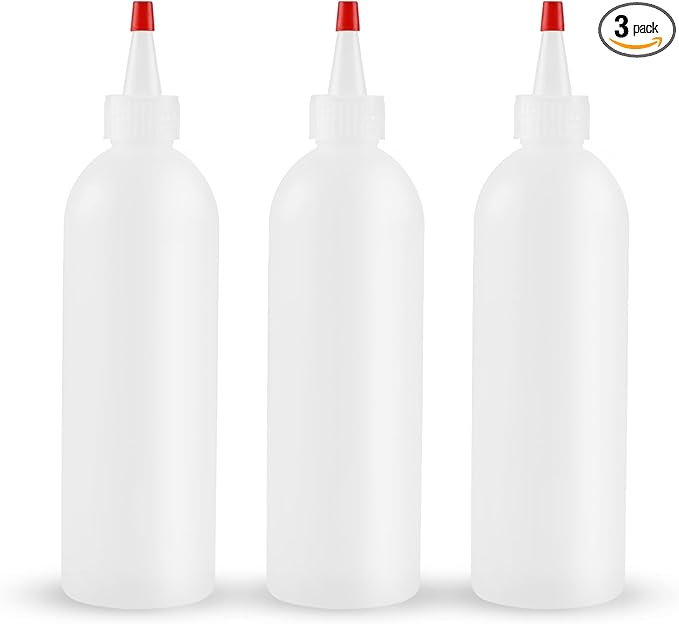 Ninsula 3Pcs Squeeze Bottles, 10 Oz Plastic Condiment Squeeze Bottles with Red Twist Top Cap, Empty Squeeze Bottles for Sauces, Ketchup, Mustard, Syrup, Oil, Dressings, Travel, Lab and Crafts