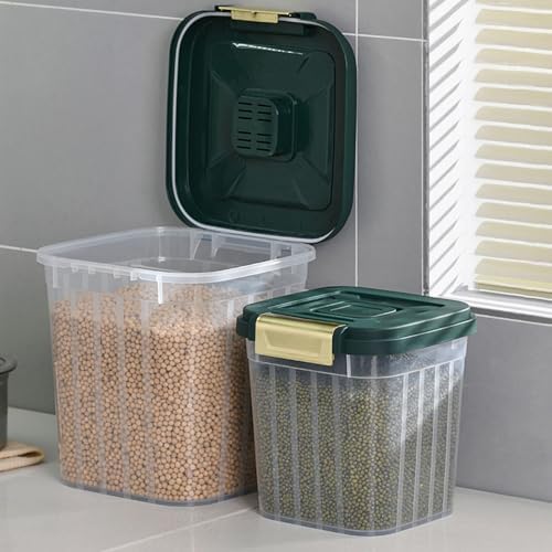 Yosoo 5KG Rice Storage Container, Sealed Bin with Lid, Pet Food Flour Grain, White, 2 counts, PP Material, for Kitchen, Pantry Organization (03)