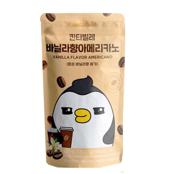 Cantabile Korean Convenience Store Pouch Drink Ready-to-Drink Refreshing Beverage Imported from Korea (1 Pack, Vanilla Americano)