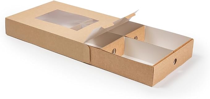 Slide Tek Rectangle Kraft Paper Small Insert - Fits Catering Tray - 8 3/4" x 6" x 3 1/4" - 10 count box