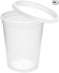 Commercial 32 oz Deli Containers - 48-Pack (96 Pcs) with Lids, Clear Round Airtight Food Storage, BPA-Free, Dishwasher & Microwave Safe, Pint Containers