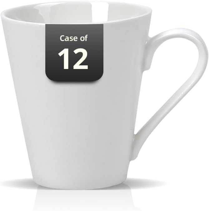 Bone China Commercial Grade Elegance White, Mug 11oz V Shape, Case of 12