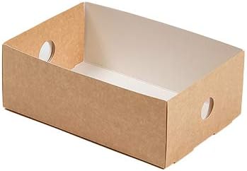 Slide Tek Rectangle Kraft Paper Small Insert - Fits Catering Tray - 8 3/4" x 6" x 3 1/4" - 10 count box