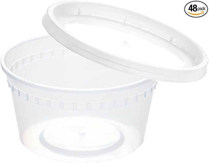 8 oz Clear Plastic Condiment Cups - 48-Pack with Lids, Airtight Small Food Containers, BPA-Free, Dishwasher Safe