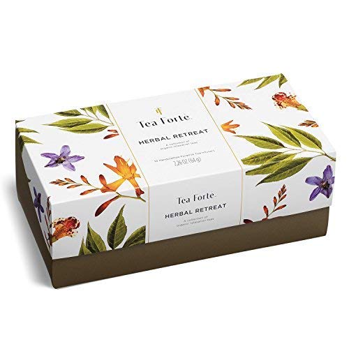 Tea Forte Premium Presentation Box Gift Set Sampler, 20 Count, Assorted Blends Individually Wrapped Handcrafted Pyramid Infuser Bags, Gifts for Mom, Herbal Retreat Tea