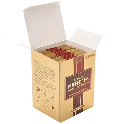 GEUMSAM Puffed Korean Red Ginseng Tea - 100% Ginseng Root, Premium Herbal Tea for Daily Wellness | 2g × 10 Tea-Bags (20g) | Hot & Cold Brew Wellness Tea