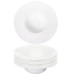 Soup Bowl, Soup Plate with Rim 12 oz, Pasta Bowl Set of 4, White Shallow Bowl Plate, Ceramic Wide Rimmed Soup Bowl, Best choice for high-end restaurants, hotels, and foodies, 8.86 Inch