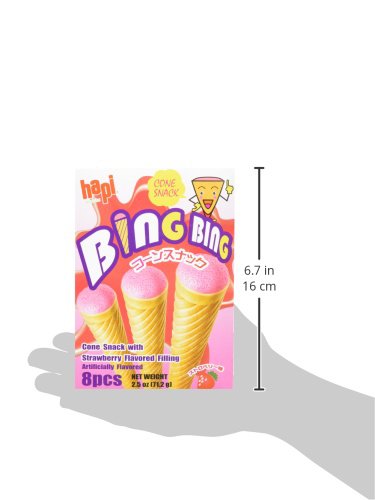 Hapi Bing Bing Cone Snack with Strawberry Flavored Filling, 2.5 Ounce (Pack of 2)