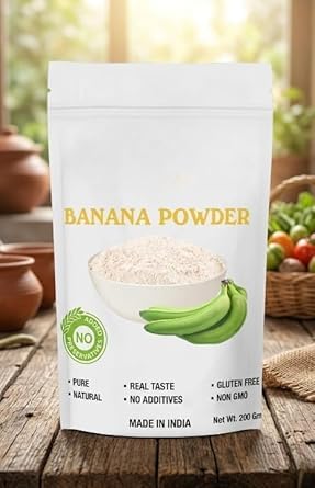 JB Ripe Banana Powder 200 Gm, Banana Powder You can make South Korean Milk For Baby food, Kids Weight Gain, For Food| Juice| Smoothie|