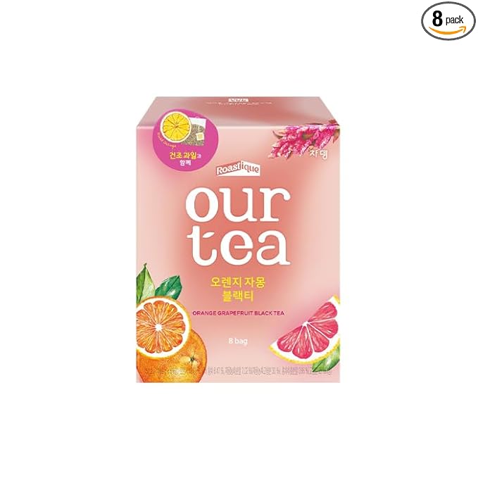 ROASTIQUE Orange Grapefruit Black Tea with Real Dried Fruit – Premium Orgainc Tea Sweet Fruit Blend Hot or Iced Tea Eco-friendly PLA bags, 8 Tea Bags