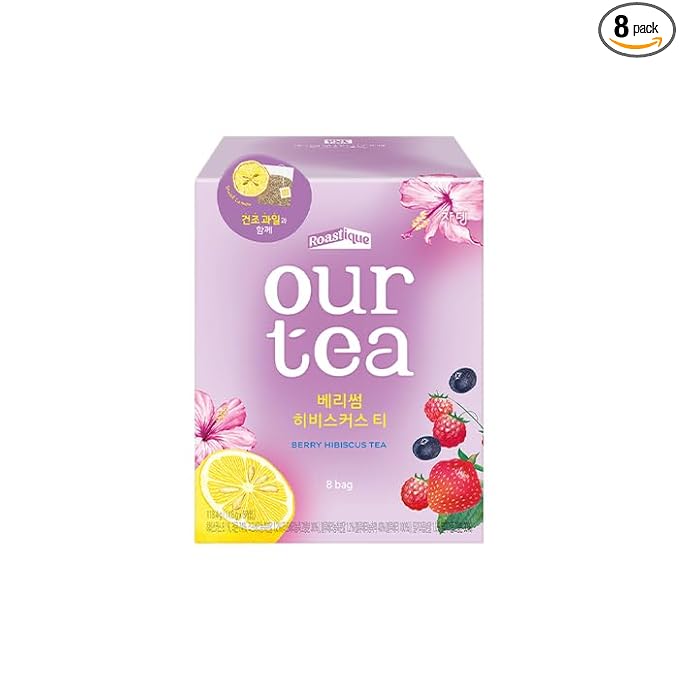 ROASTIQUE Berry Some Hibiscus with Real Dried Fruit – Premium Orgainc Tea Sweet Fruit Blend Hot or Iced Tea Eco-friendly PLA bags, 8 Tea Bags