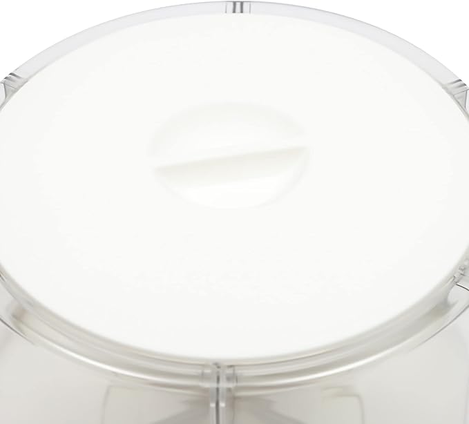 Modern 6-Compartment Round Grain Storage Container Dispenser, 360 Rotating, 9.92 lbs Capacity, White