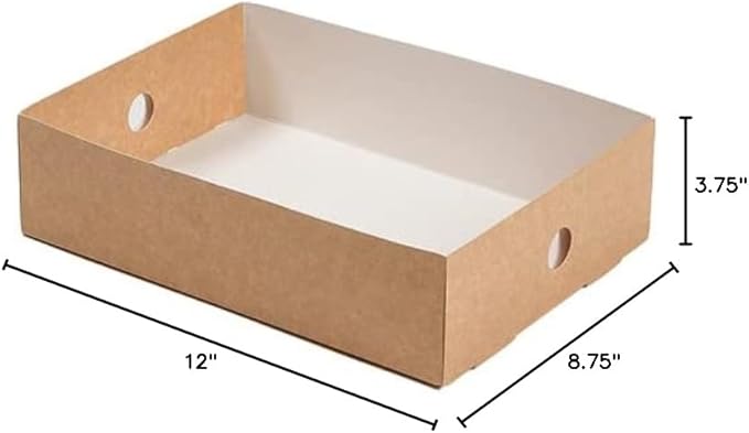Restaurantware-12 x 8.7 x 3.2 Inch Insert For Catering Trays, 10 Grease-Resistant Insert For Catering Boxes - High Wall, Sturdy, Kraft Paper Insert For Catering Food Containers, Trays Sold Separately
