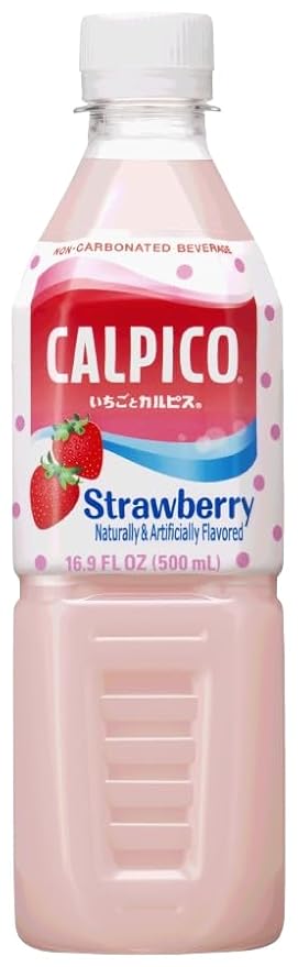 CALPICO Strawberry – Smooth, Creamy & Refreshing Non-Carbonated Beverage, Sweet and Tangy, Japanese Lactic Acid Drink, 16.9 Fl oz (Pack of 6)
