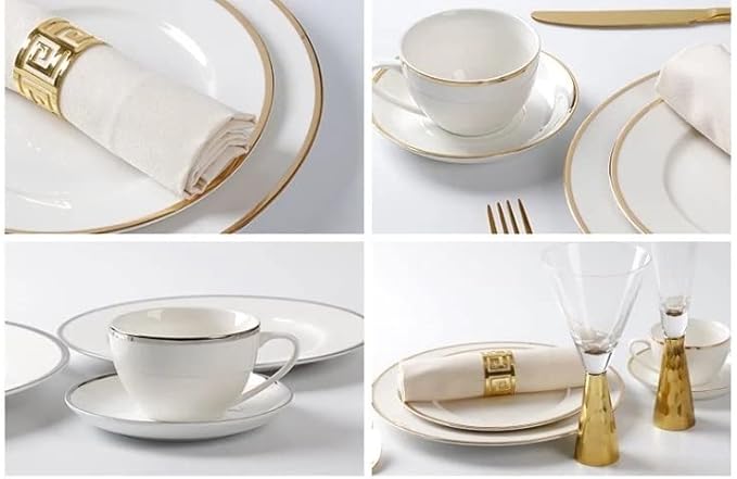 Plate Sets Bone China Dishes Solid Color Flat Plate Creativity Cuisine Household Tableware