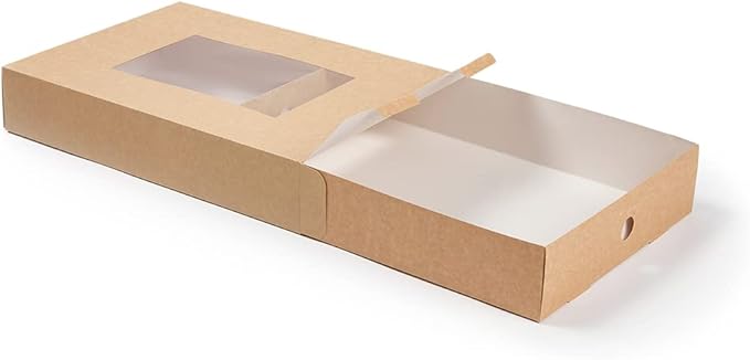 Restaurantware-17.7 x 12.2 x 3.2 Inch Catering Trays, 10 Grease-Resistant Catering Boxes - Cover With Window Included, Side Lock, Kraft Paper Catering Food Containers, Inserts Sold Separately