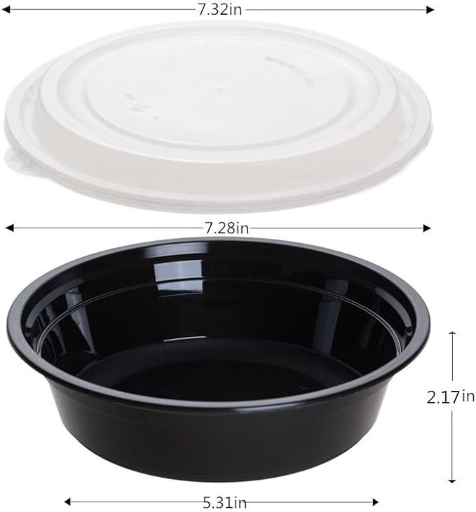 Commercial 32 oz Round Meal Prep Containers - 50 Pack (100 Pcs) with Lids, BPA-Free, Leak-Resistant, Freezer & Dishwasher Safe - For Soups, Salads, Takeout