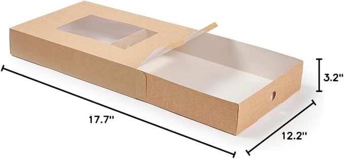 Restaurantware-17.7 x 12.2 x 3.2 Inch Catering Trays, 10 Grease-Resistant Catering Boxes - Cover With Window Included, Side Lock, Kraft Paper Catering Food Containers, Inserts Sold Separately