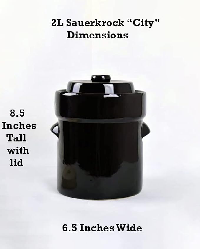 Humble House Fermentation Crock 1/2 Gallon Sauerkrock Sauerkraut Crock with Lid Weights & Pounder - Blue Ceramic Fermenting Crock Kit for Pickling Cabbage Kimchi Vegetables 2 Liter Fermentation Jar