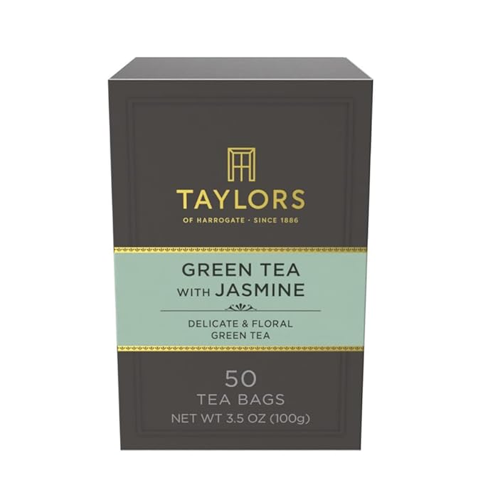 Taylors of Harrogate Green Tea with Jasmine, Pillow Tea Bags, 50 Count (Pack of 1), Delicate, Floral and Sweet, Caffeinated, Enjoy Hot or Iced, 50 Teabags