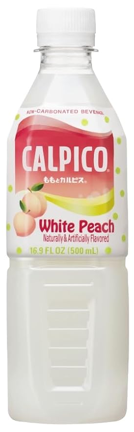 CALPICO White Peach – Smooth, Creamy & Refreshing Non-Carbonated Beverage, Sweet and Tangy, Japanese Lactic Acid Drink, 16.9 Fl oz (Pack of 6)