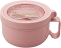 Rarapop 28.7oz Microwave Soup Bowl Containers with Lids, Wheat Straw Ramen Noodles Cup Mug for Instant Noodles,Oatmeal, Gumbo, Salad,Crunch,Cereal & More - Easy-Grip Design, Pink