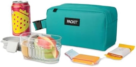 PackIt Freezable Small Insulated Snack Box, Teal, with EcoFreeze Technology (Built-in Ice Pack), Mini Cooler or Small Lunch Bag, For Fresh Snacks On the Go, for Work, Gym, or Travel