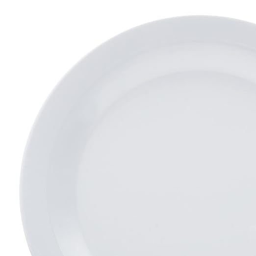 Amazon Basics Melamine Plate, Dishwasher Safe, Food Safe, BPA Free, 10.5 in, White, 6-Piece Set