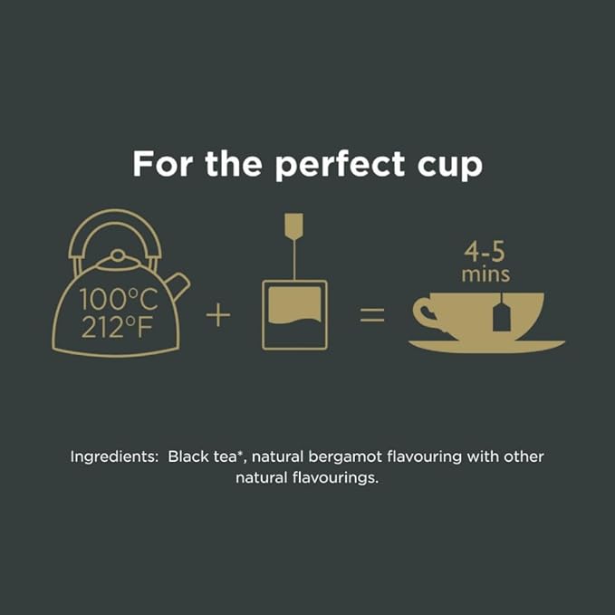Taylors of Harrogate Earl Grey, Black Tea, Pillow Bags, 50 Count (Pack of 6), Fragrant, Delicate & Light, Caffeinated, Enjoy Hot or Iced, 300 Teabags Total