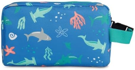 PackIt Freezable Small Insulated Snack Box, Sea Shark, with EcoFreeze Technology (Built-in Ice Pack), Mini Cooler or Small Lunch Bag, For Fresh Snacks On the Go, for Work, Gym, or Travel