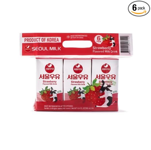 Korean Soul Milk Fruit, Coffee, and Chocolate Flavored Milk Variety Pack, 6.24 fl oz Pack, Korean Dairy Drink, 2 Percent Milkfat, Ready to Drink (2Set, Strawberry 6)
