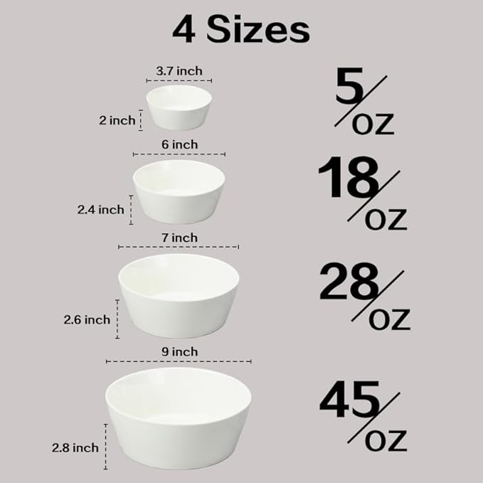 Bone China Cone Shape Commericial Grade Dinnerware Soup Bowl 7inch, Case of 6