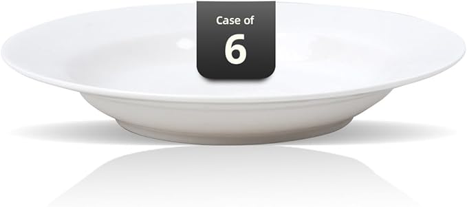 Wide Rim Bone China Commercial Grade Restaurant Elegance White Soup Plate 9"/Pasta Bowl 12oz, Case of 6