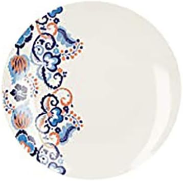 V&A Rococo Silk White Dinner Plates with Printed Design, Fine China, White, 27 cm, Set of 4