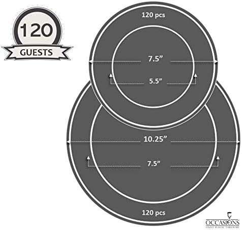 " OCCASIONS " 240 Plates Pack,(120 Guests) Vintage Wedding Party Disposable Plastic Plates Set-120x10.25'' Dinner +120x7.5'' Salad/Dessert Plate (Portofino in Blush/Antique Rose)