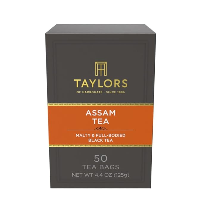 Taylors of Harrogate Assam, Black Tea, Pillow Tea Bags, 50 Count (Pack of 1), Full-bodied, Satisfying & Malty, Caffeinated, Enjoy Hot or Iced, 50 Teabags